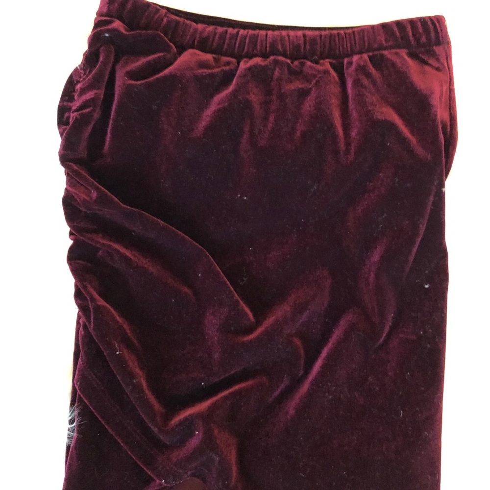 Maroon velvet mini skirt
